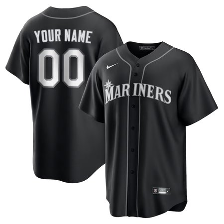 Men's Seattle Mariners Nike Custom Black Lights Out Replica Jersey